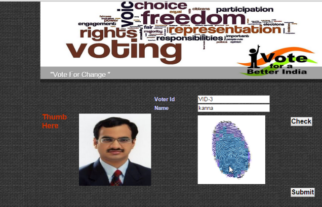 ONLINE VOTING SYSTEM THROUGH FINGERPRINT RECONGITION- Biometrics Voting System Through Fingerprint Recognition On A Touch Screen